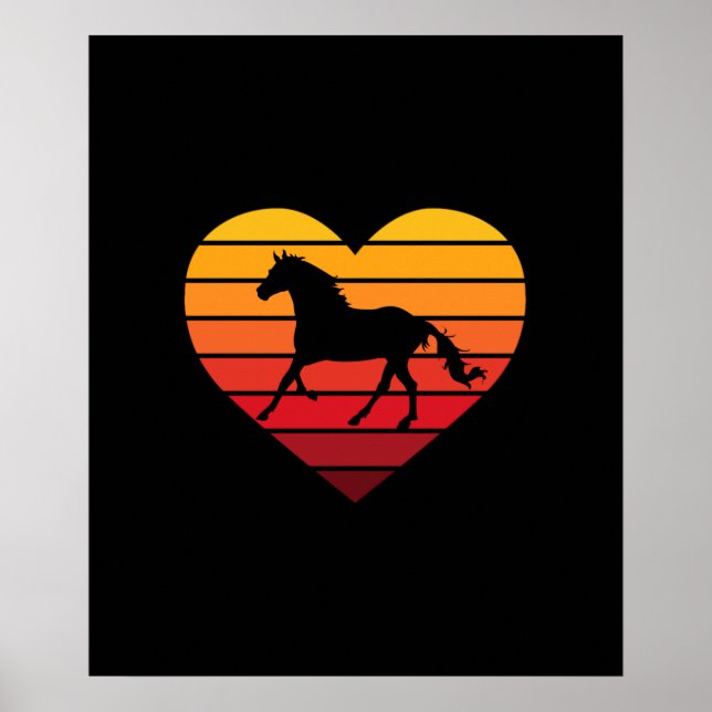 I Love Horses Retro Heart Poster (Front)