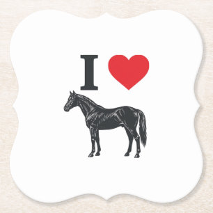 I Love Horses Vintage Engraving Shirt Design_1 Paper Coaster