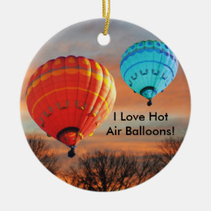 I Love Hot Air Balloons Ceramic Tree Decoration