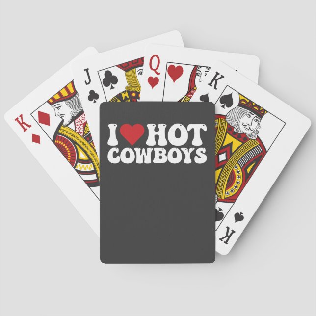 I Love Hot Cowboys Playing Cards (Back)