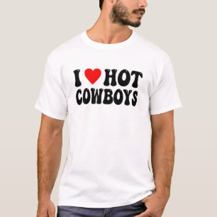 I Love Hot Cowboys - Retro Design T-Shirt