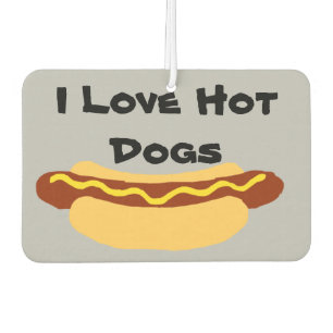 I Love Hot Dogs Car Air Freshener
