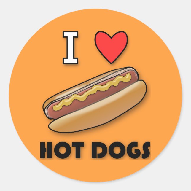 I Love Hot Dogs Classic Round Sticker (Front)