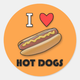 I Love Hot Dogs Classic Round Sticker