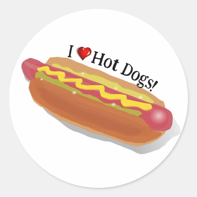 I Love Hot Dogs! Classic Round Sticker (Front)