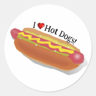I Love Hot Dogs! Classic Round Sticker