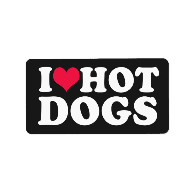 I Love Hot Dogs Rectangular  Label (Front)
