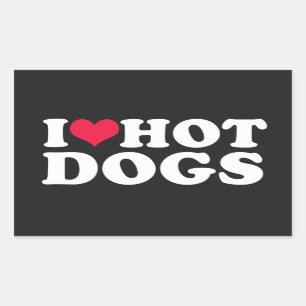 I Love Hot Dogs Rectangular Sticker