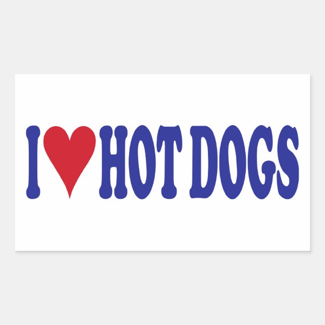 I Love Hot Dogs Rectangular Sticker (Front)