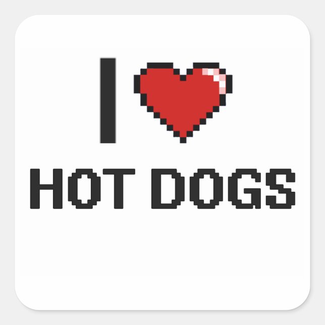 I Love Hot Dogs Square Sticker (Front)
