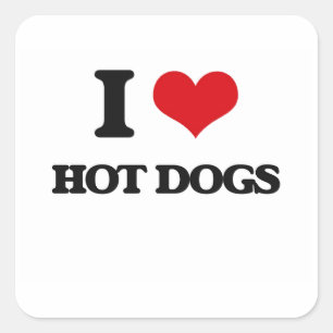 I love Hot Dogs Square Sticker
