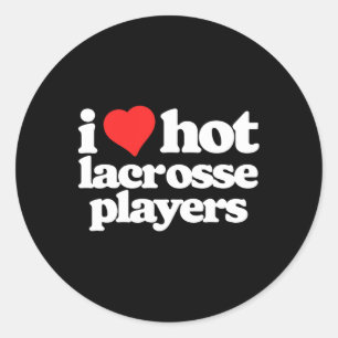I Love Hot Lacrosse Lax Players Funny 80s Vintage  Classic Round Sticker