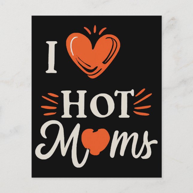 I Love Hot Moms I Heart Hot Moms Distressed Retro  (Front)