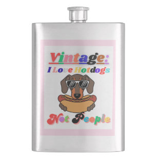 I Love Hotdogs,not People Hip Flask