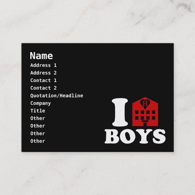 I Love Hotel Boys Business Card (Front)