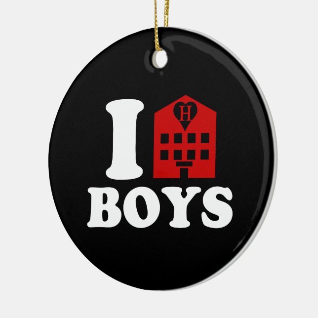I Love Hotel Boys Ceramic Tree Decoration (Left)