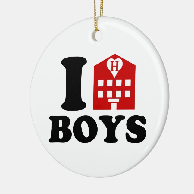 I Love Hotel Boys Ceramic Tree Decoration (Left)