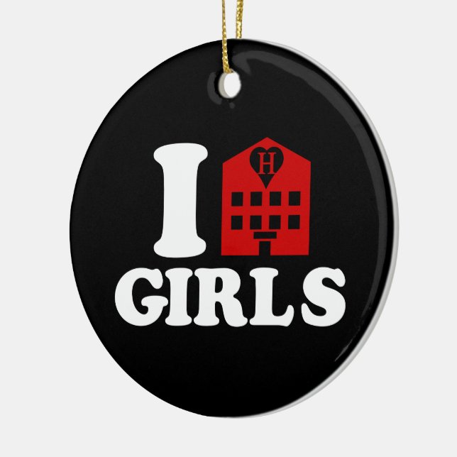 I Love Hotel Girls Ceramic Tree Decoration (Left)