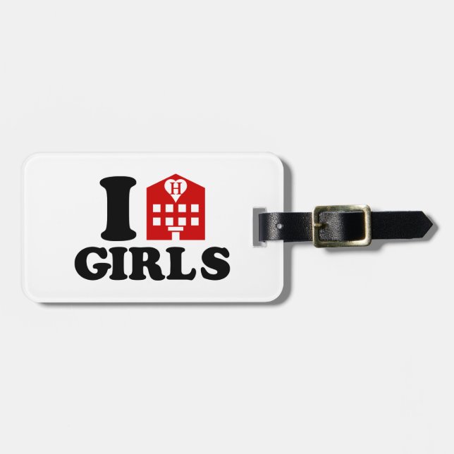 I Love Hotel Girls Luggage Tag (Front Horizontal)