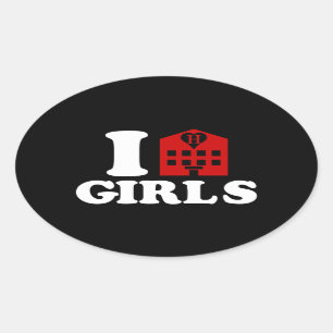 I Love Hotel Girls Oval Sticker