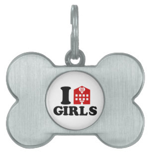 I Love Hotel Girls Pet Name Tag