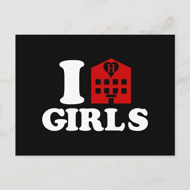 I Love Hotel Girls Postcard (Front)