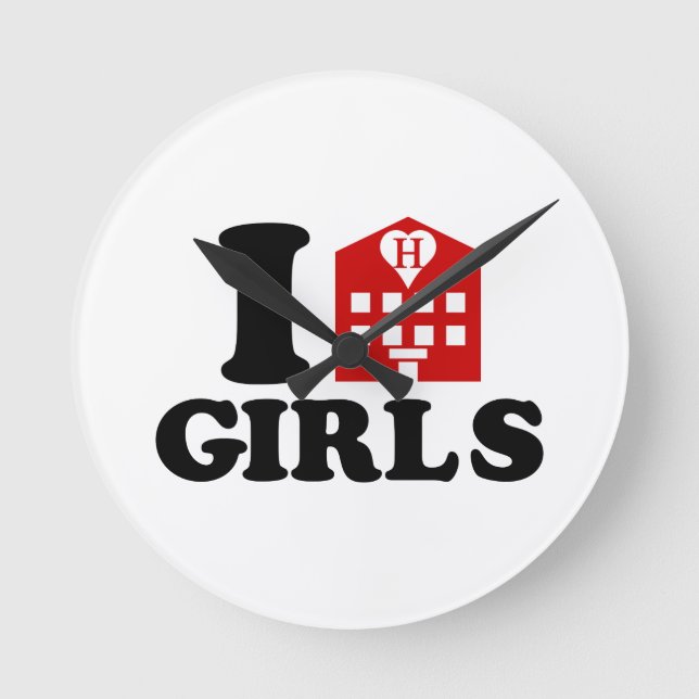 I Love Hotel Girls Round Clock (Front)