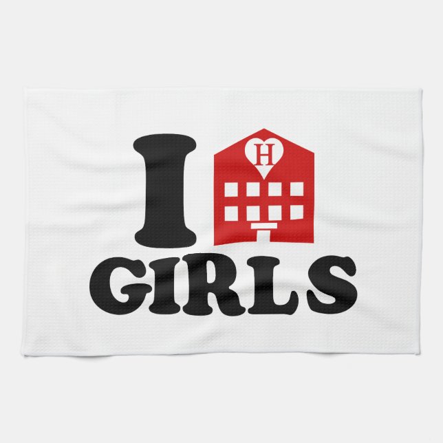 I Love Hotel Girls Tea Towel (Horizontal)