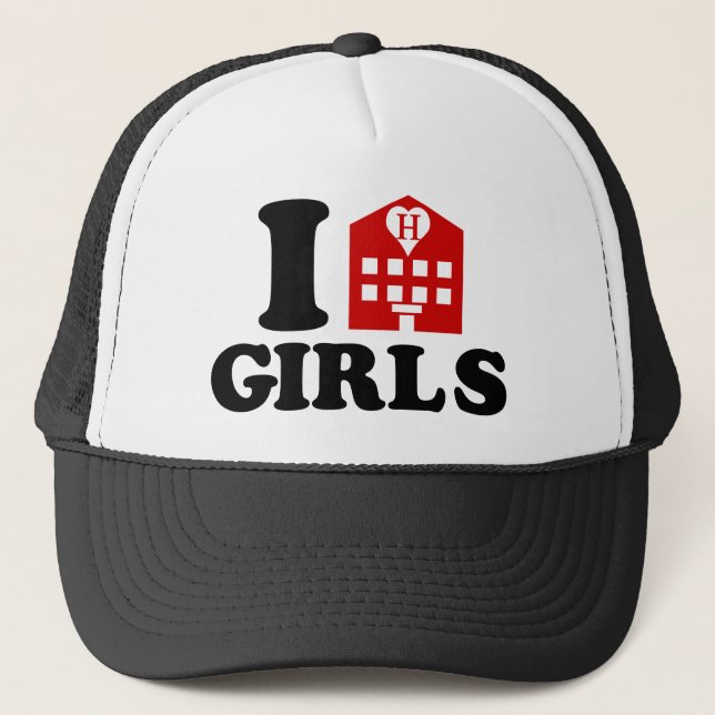 I Love Hotel Girls Trucker Hat (Front)