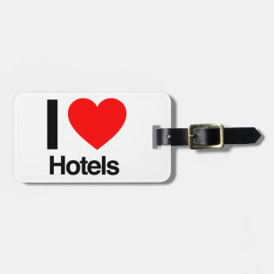 i love hotels luggage tag