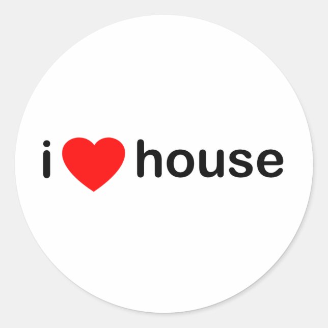 I Love House Classic Round Sticker (Front)