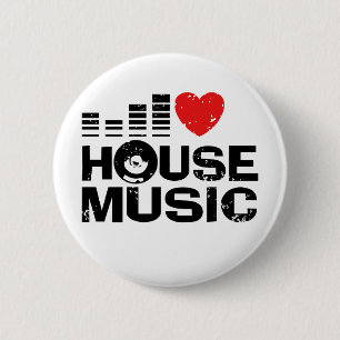 I Love House Music 6 Cm Round Badge
