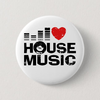 I Love House Music 6 Cm Round Badge