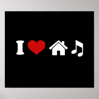I Love House Music Black Poster | Ibiza Dancing