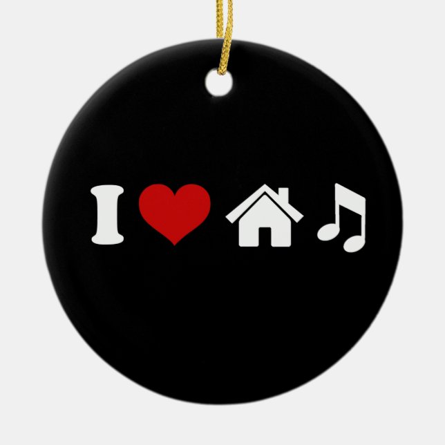 I Love House Music Ceramic Tree Decoration (Front)