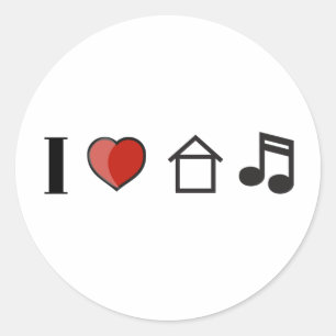 I Love House Music Classic Round Sticker