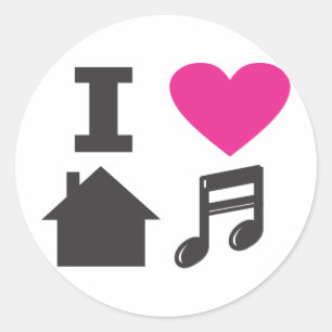 I love house music classic round sticker