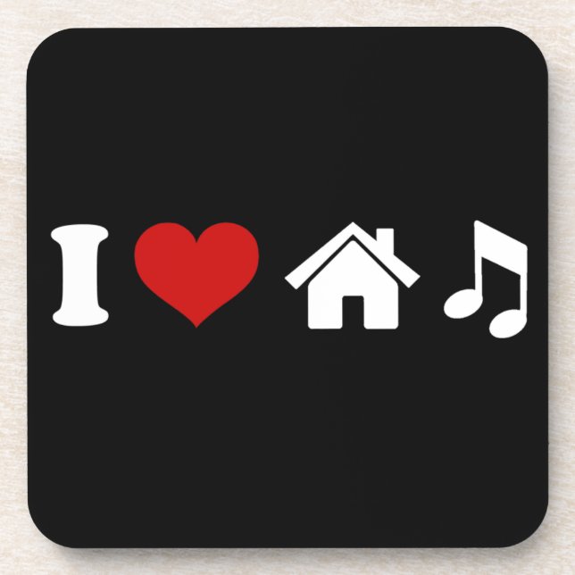 I Love House Music Coaster | Ibiza Party Dancing (Front)