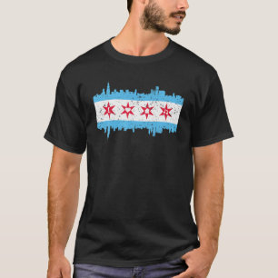 I Love House Music Distressed Chicago Skyline Tech T-Shirt