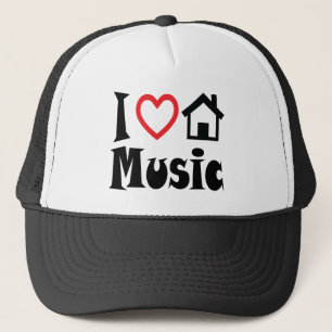 I Love House Music Hat Red Heart