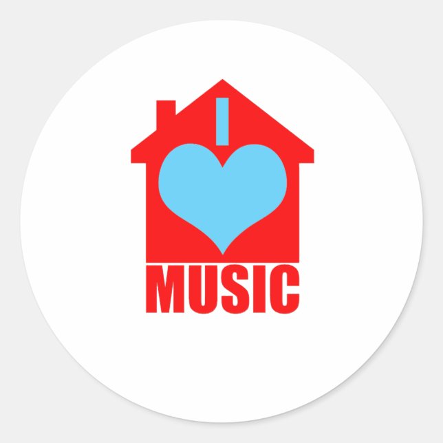 I Love House Music - Heart House Classic Round Sticker (Front)