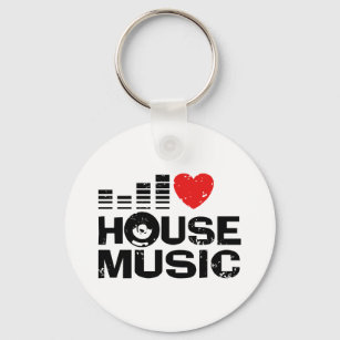I Love House Music Key Ring