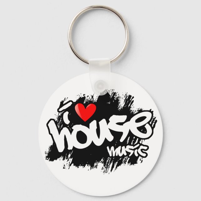 I Love House Music Key Ring (Front)