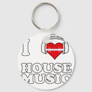 I Love House Music Key Ring