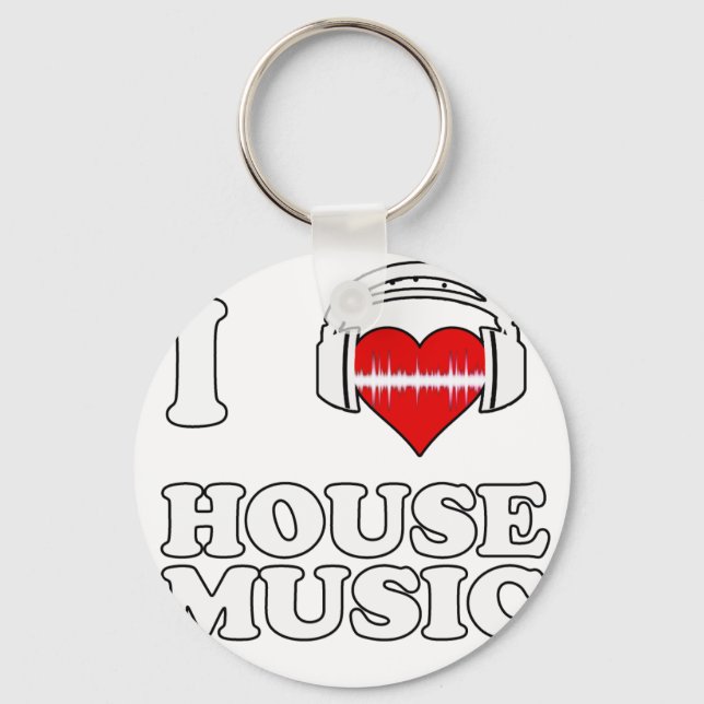 I Love House Music Key Ring (Front)