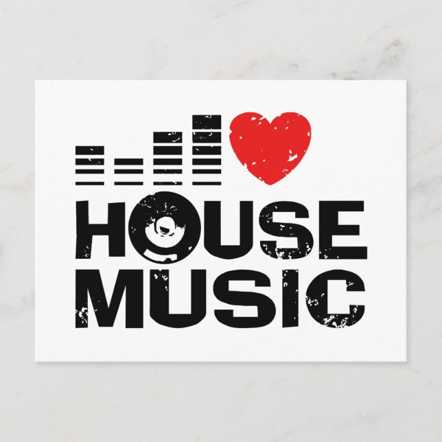 I Love House Music Postcard (Front)
