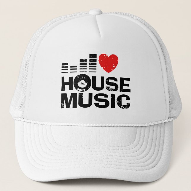 I Love House Music Trucker Hat (Front)