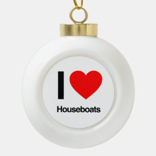 i love houseboats ceramic ball christmas ornament