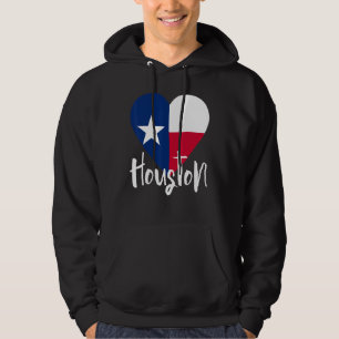 I Love Houston Texas Tx Flag Lonestar Heart Hoodie
