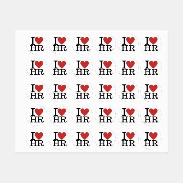 I ❤️ Love HR Clothing Sticker - HR Dept. Staff (Sheet)